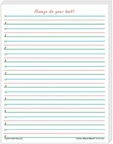 amazon com teacher created resources smart start 1 2 writing paper 100 sheets tcr76531 white everything else