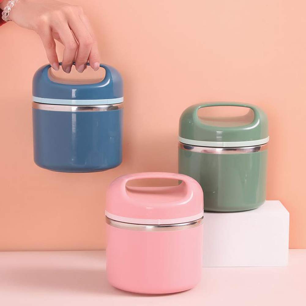 REYG Fiambrera Apilable de Acero Inoxidable a Prueba de Fugas con Bolsa y Juego de Cubiertos Reutilizables Recipiente Térmico de Almacenamiento de Alimentos,Green