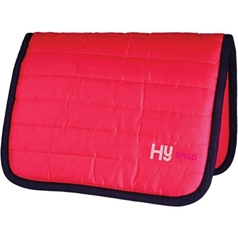 HySPEED Thick Reversible Comfort Protection Poly Saddle Pad/Saddlecloth-Raspberry/Navy Trim