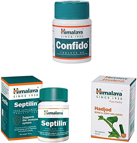Himalaya Confido Tablets -(Tribulus) 60 Counts & Septilin Tablets - 60 Tablets & Wellness Pure Herbs Hadjod Bone & Joint Wellness - 60 Tablet
