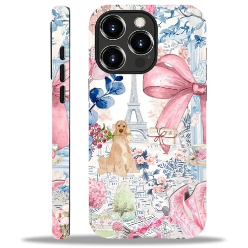 ZHEGAILIAN Compatible with iPhone 13 Pro Max Case,Trendy Girly Paris Bow 13 Pro Max 2 in 1 Silicone Mixed Hard Pc Case,Durable Shock-Proof Protection Pattern
