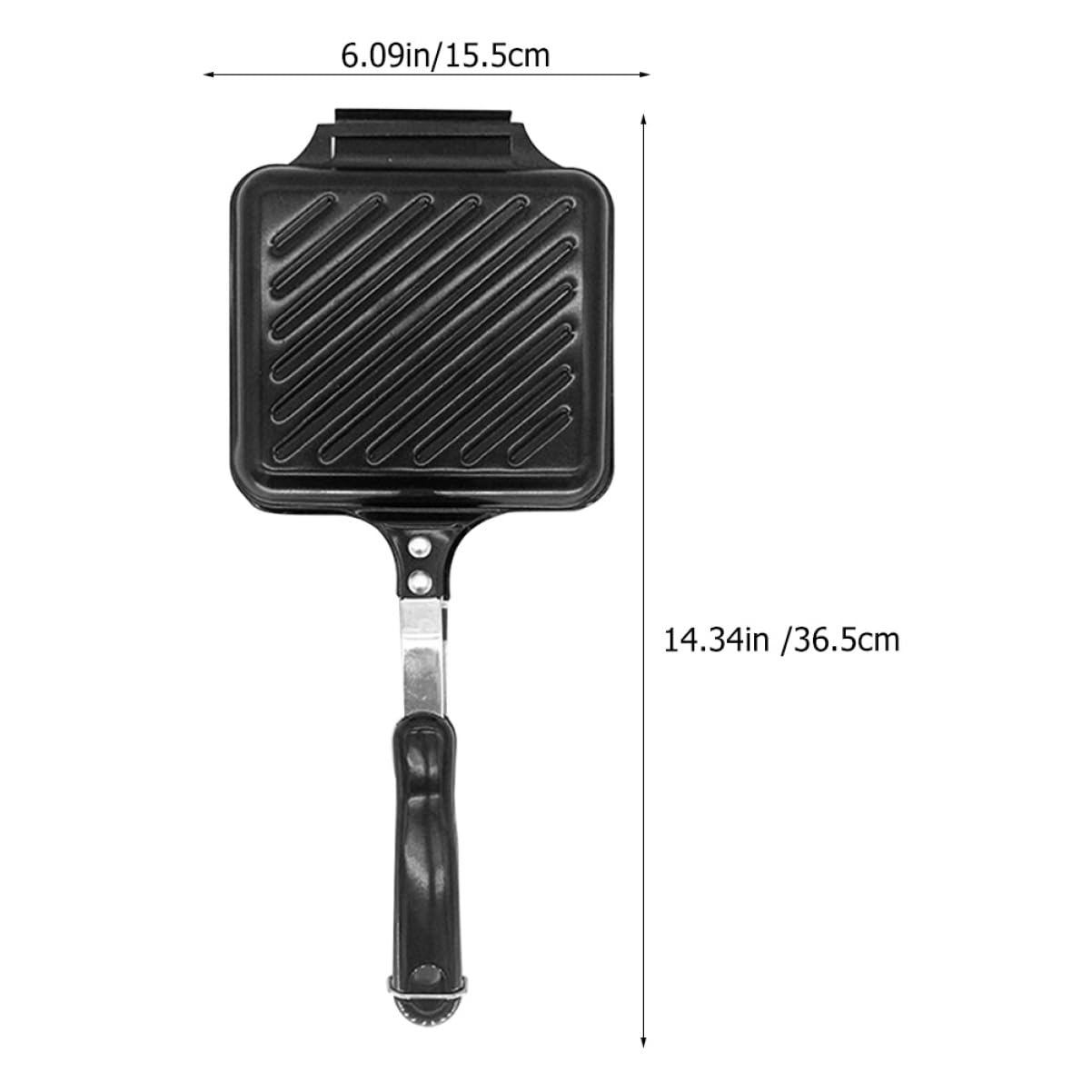 Amosfun Double Sided Non Stick Sandwich Frying Pan Useful Kitchen Gadget for Quick Breakfasts Ergonomic Handle for Toast Grilled Cheese and More Outdoor Home Cooking
