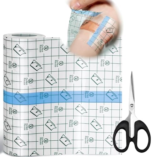 Ptyism Vendaje para Tatuajes 15cm*5m Segunda Piel Aposito(Con Tijeras) Película Tatuajeso丨Tattoo Bandage,Tapar Tatuajes para Muñecas, Hombros, Brazos, Vendaje de Heridas, Escudo Protector