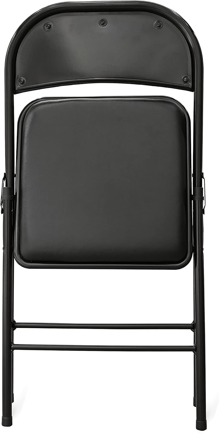Set di 4 Sedie Pieghevoli nere, Robuste, imbottite con struttura in metallo – portata 140 Kg ideale per ufficio scrivania Sedia Pieghevole Salvaspazio
