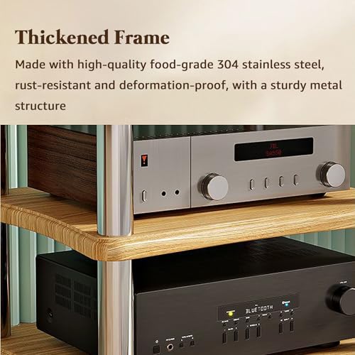Mueble soporte para tocadiscos de vinilo de 3 niveles y estantería HiFi de madera para receptor AV 6