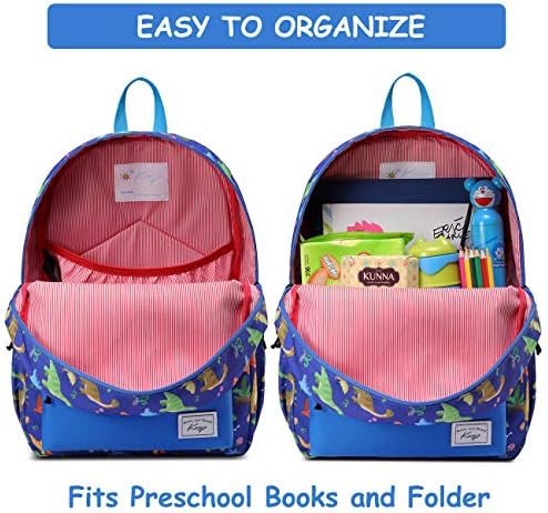 Kids Backpack, Kasgo Cute Lightweight Water Resistant Preschool Backpack for Boys and Girls Children Bookbag for Kindergarten with Chest Strap