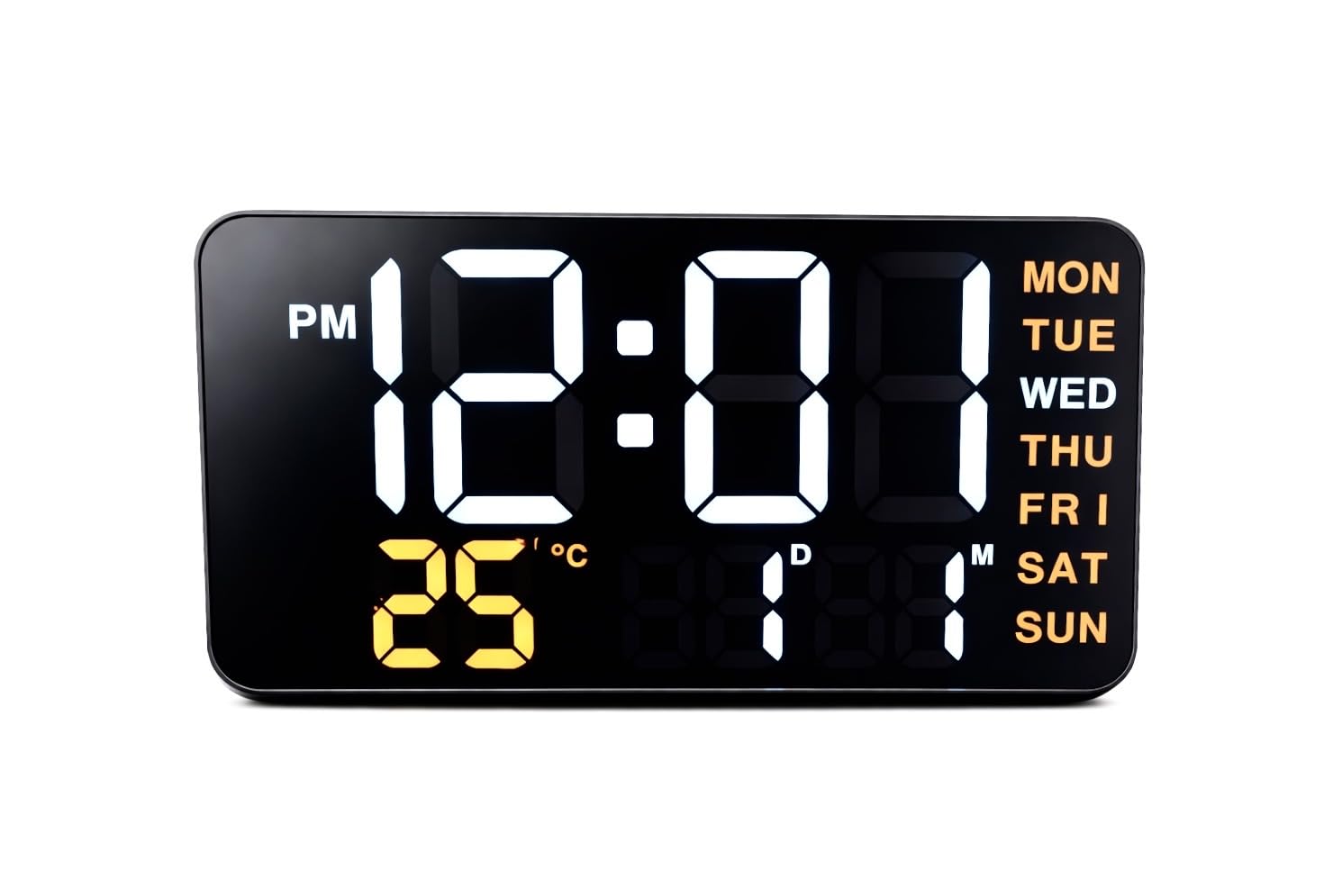 Large Digital Alarm Clock, 9 inch, LED, Big Digits Display, Table and Desktop, Temperature, Day and Date, Customizable Brightness, Dual Smart Alarms-image-38