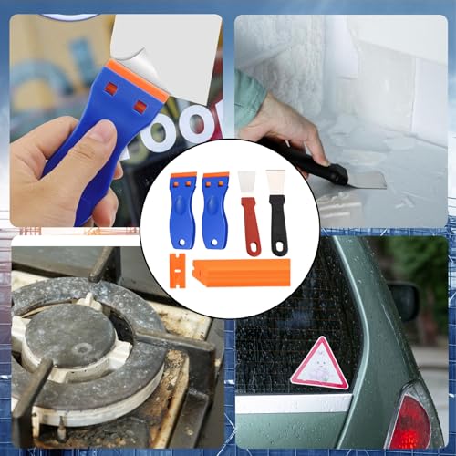 2 Pieces Blue Plastic Tools with 100 Replacement Tool Accessories and 2pcs Stainless Steel Cleaning Tools, Tool Kits for Cleaning Labels, Decal in The Glass, Window, Floor, Car, Grime/Grease On Oven - Image 7