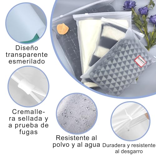 Bolsas Zip 36 Piezas Plastico Bolsas Ropa Viaje organizador maleta bolsas almacenaje ropa viaje, Reutilizable Bolsa de Transparente Viajes Accesorios para Ropa Zapatos Bragas Cosméticos(40 x 50 cm) - imagen 4