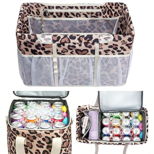 Nyton Organizer Insert for Original Large Bogg Bag Cover Beach Liner for XL Bogg Storage Separator with Mesh Pocket Sport Mom (LEOPARD Original - Large Organizer Insert and Cooler Bag Set)