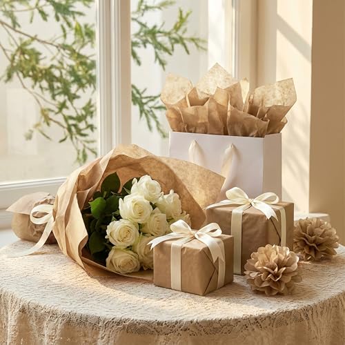 Image of Bobobag 100 Sheets Brown Tissue Paper 20 inchX14 inch Tissue Paper for Gift Bags, Gift Wrapping Tissue, Christmas Tissue Paper Anniversary Holiday Decoration Arts Craft