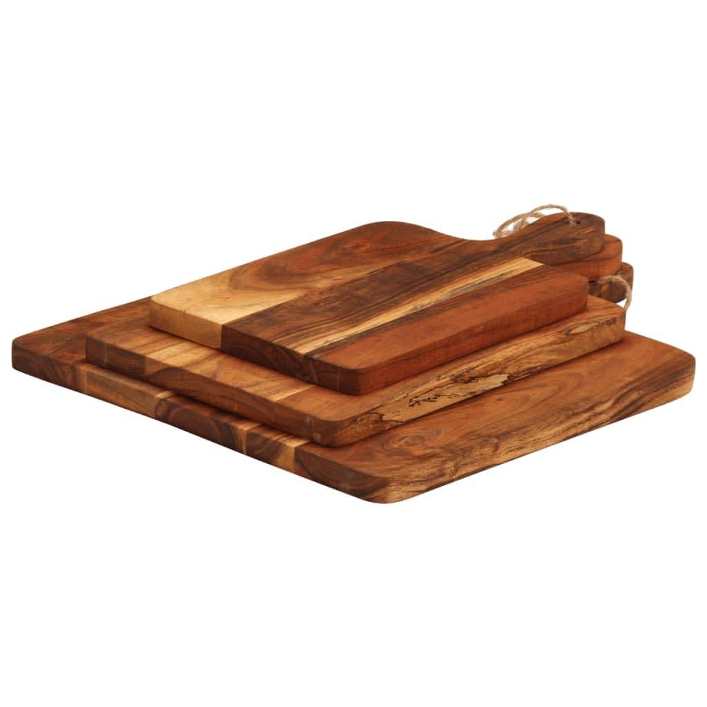 INLIFE Schneidebrett 3 STK. Massivholz Akazie,Heim & Garten,Küche & Esszimmer,Küchenhelfer & -utensilien,Schneidebretter,Braun,3.95 KG,376051
