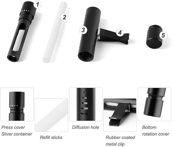 2 Pcs Car Oil Diffuser Car Diffuser Vent Clip with 12x Refill-Car Air Freshener-Car Perfume-Car Vent Oil Diffuser