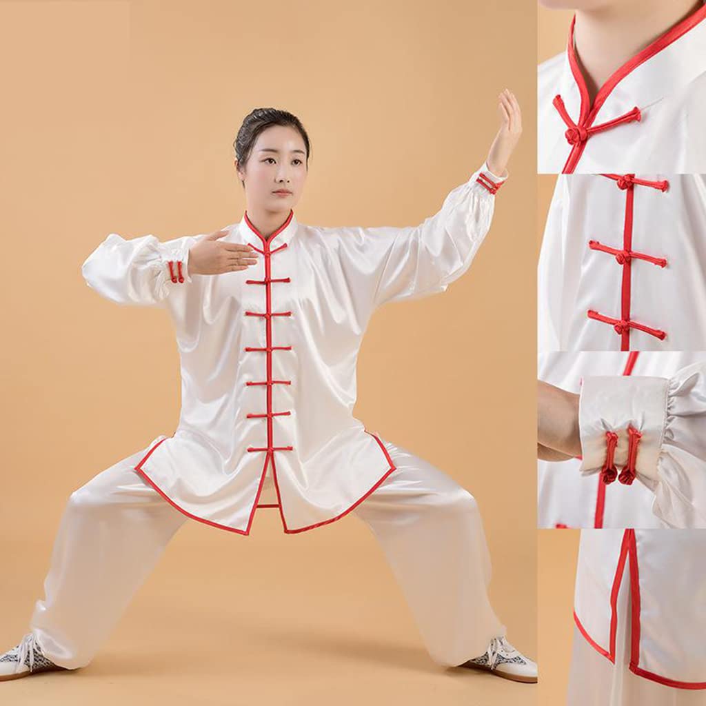 Morbido Abito Yaga Tai Chi Kung Fu Wushu Uniforme per Arti Marziali Donna Raso di Seta Femminile Stile Cinese Colletto alla Coreana Pantaloni da Giacca