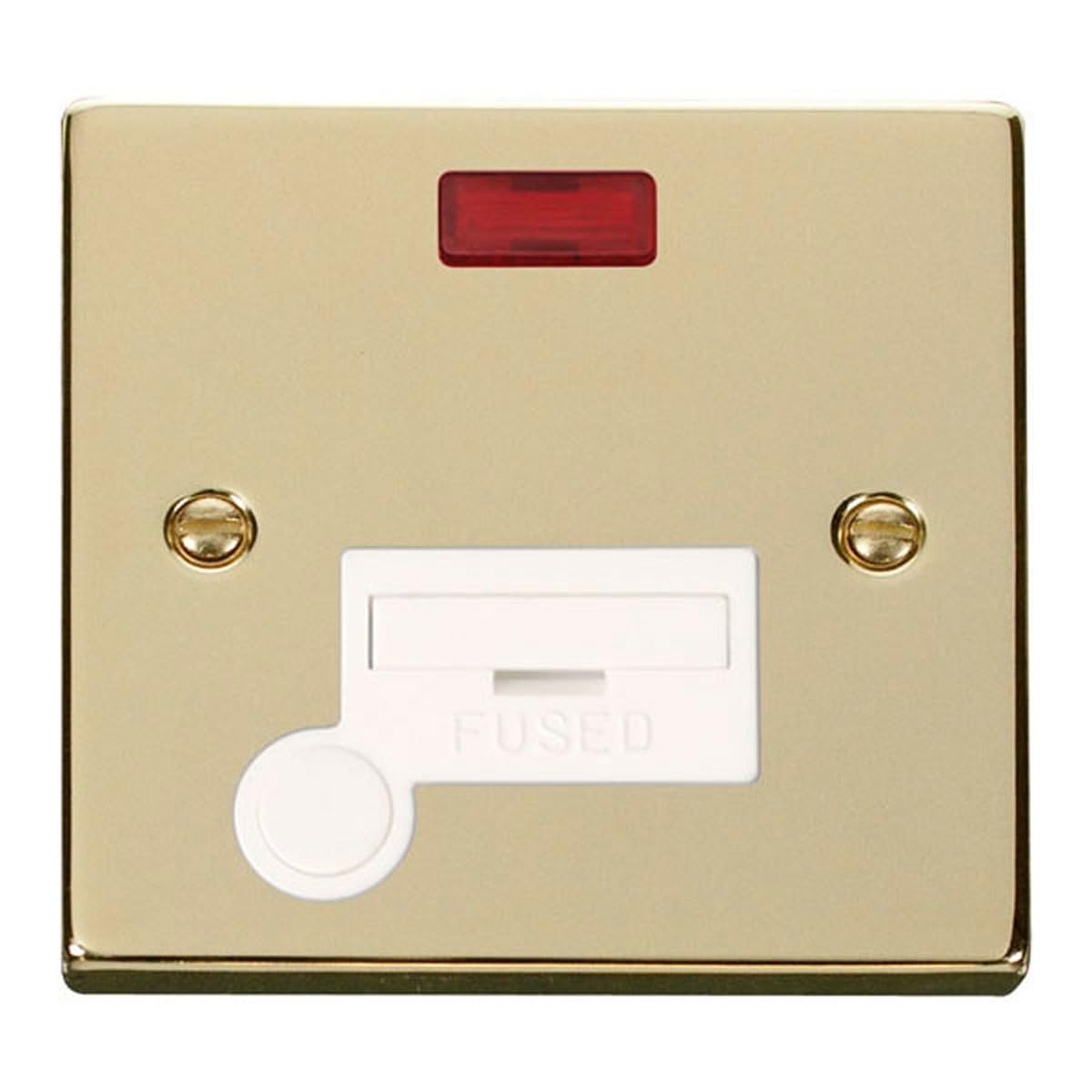 Click Polished Brass 13A Fused Connection Unit With Neon With Flex