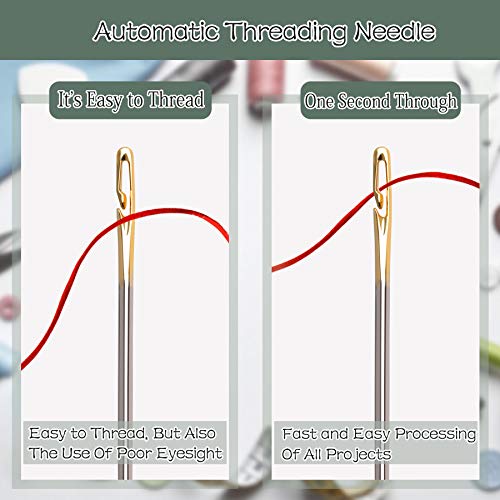 image for FEBSNOW 24PCS Self Threading Needles Sewing Needles Stitching Pins in 