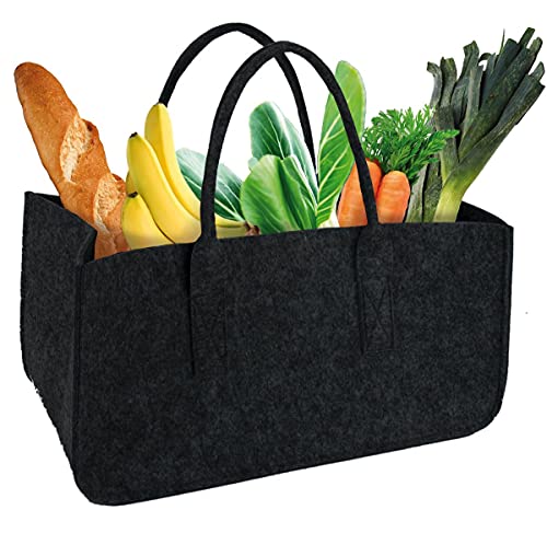 Filztasche Dunkelgrau Kaminholztasche Filzkorb Kaminholztasche Kaminholzkorb Korb Filz Zeitungsständer Zeitungskorb, Anthrazit