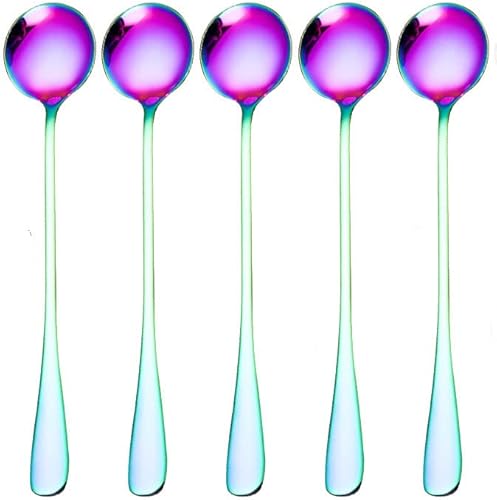 Miniatura 10 de Cucharas para servir de acero inoxidable (5 unidades), acabado espejo sopa, arroz, té, leche, café, postre y cucharas de helado