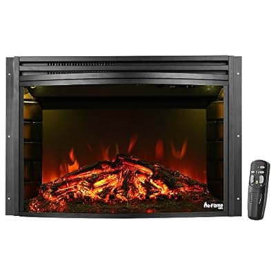 e-Flame USA Quebec 27-inch Electric Fireplace Stove Insert with Remote - 3-D Log and Fire Effect