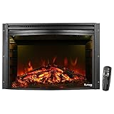 e-Flame USA Quebec 27-inch Electric Fireplace Stove Insert with Remote - 3-D Log and Fire Effect