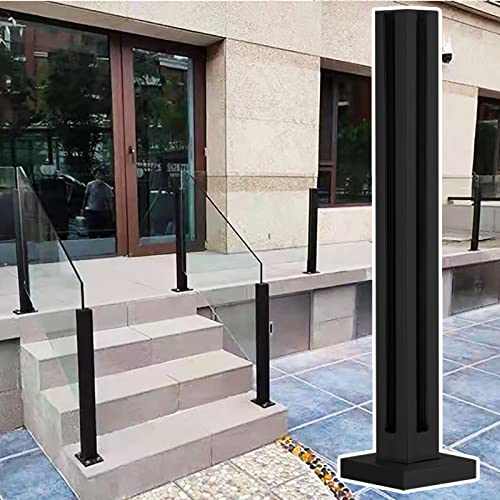 Geländerpfosten aus Glas für Terrasse/Treppe, schwarzes quadratisches Glasgeländersystem, Glasstützhalterung aus Edelstahl 304 für Gartenzäune