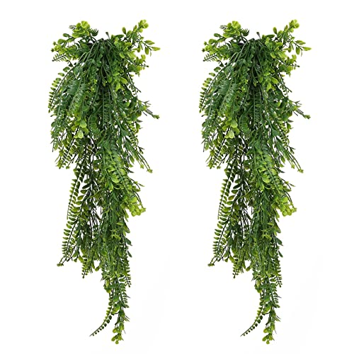 LinTimes Künstliche Hängepflanzen,80 cm,Persisches Gras,Hängende Pflanzen, Kunststoff, Farne, Reben für Wand, Wohnzimmer, Küche, Schlafzimmer, Garten, Veranda, Hängekorb, Dekoration, 2 Stück Cover