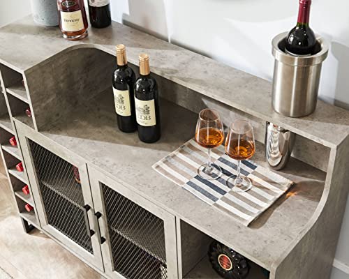 Home Source Concrete Accent Bar Cabinet With Mesh Door #TOP5