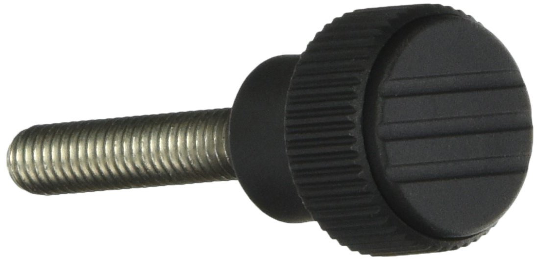 Kipp 06092-02A3X40 Thermoplastic Knurled Knob with 5/16-18" External Thread, Bolt Stainless Steel, Inch, Size 2, 40 mm Screw Length, 26 mm Diameter, 66 mm Height, Anthracite Grey Color (Pack of 10)