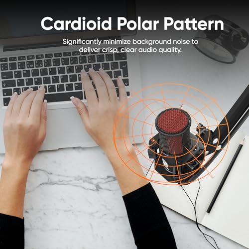 DIGIMORE USB Condenser Microphone Kit | 192kHz/24bit | BoomArm, Pop Filter, Mic Cover, Shock Mount, Tripod & 2.5M USB Cable | Podcasting, Gaming,... - Image 4