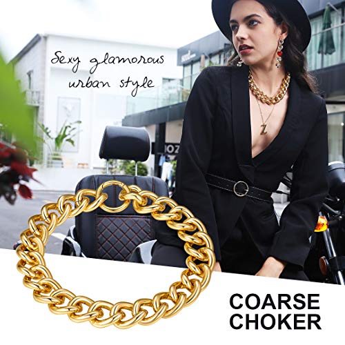 Chainshouse Thick Chain Choker Alloy 18K Gold Looking Chunky Link Chain Necklace, Men Women Fashion, 18 Inch, Send Gift Box #TOP4