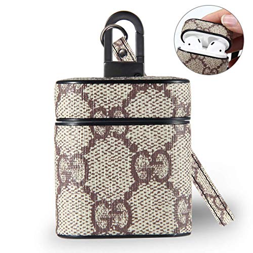 Preisvergleich Produktbild Volwco Premium Airpods Hülle [2019] aus echtem Leder für Airpods 1 und AirPods 2 Ladehülle B