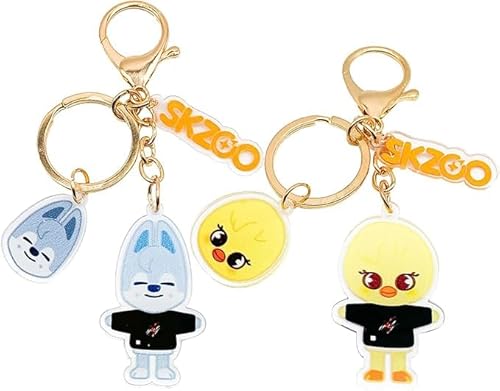 Gonii 2pcs Porte-clés skzoo porte-clés stray porte-clés garçons et filles cadeaux d'anniversaire, Cadeau pour Enfants et Les Fans Kpop (A)