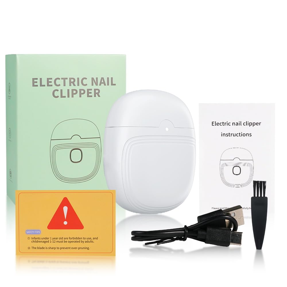 Nail Clipper, Electric Automatic Nail Cutter with Light 2 Speeds, Fingernail Cutter and File 2 in 1 Design, Nail Scraps Storage,USB Rechargeable Safety Fingernail Trimmer for Baby, Kids and Adult