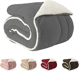 Coberdrom Edredom Solteiro Sherpa Dupla face Macio 2,40m x 1,60m (CINZA)