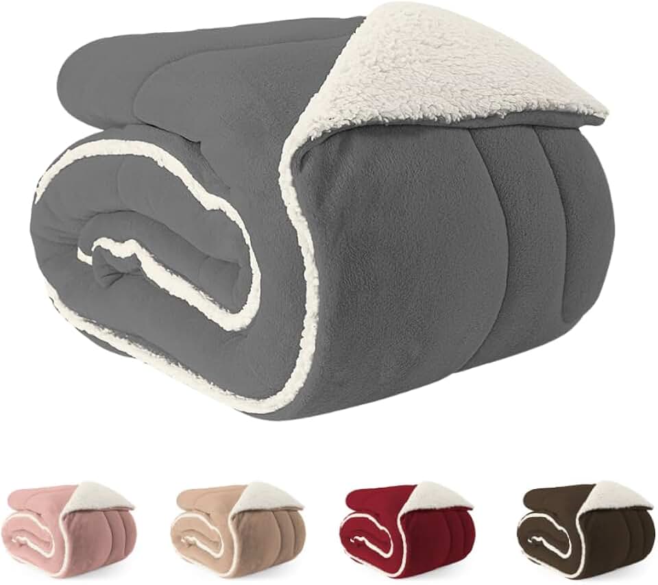 Coberdrom Edredom Casal King Sherpa Dupla Face Macio 2,60m x 2,40m (CINZA)