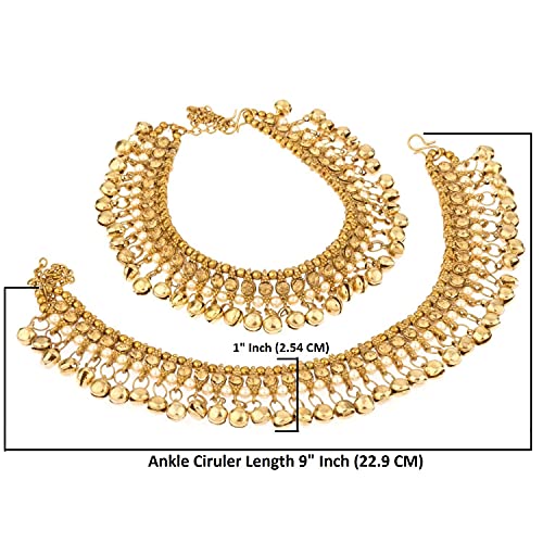 Efulgenz Indian Bollywood Faux Kundan Pearl Wedding Bridal Anklet Pair With Bells Bracelet Paypal Foot Jewelry (Style 1, Onesize) #TOP4