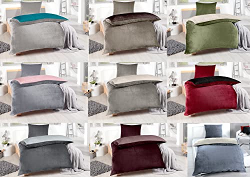 MB Warenhandel24 Bettwäsche Winter - Set Plüsch, Teddy-Fleece, 135x200 cm Bettbezug mit 80x80 cm Kissenbezug, Wende-Design, Bügelfrei, Winter-Warm,...