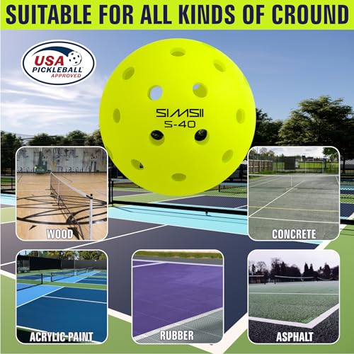 image for SIMSII S-40 Outdoor Pickleball Balls - 40 Holes, Approved by The USAPA