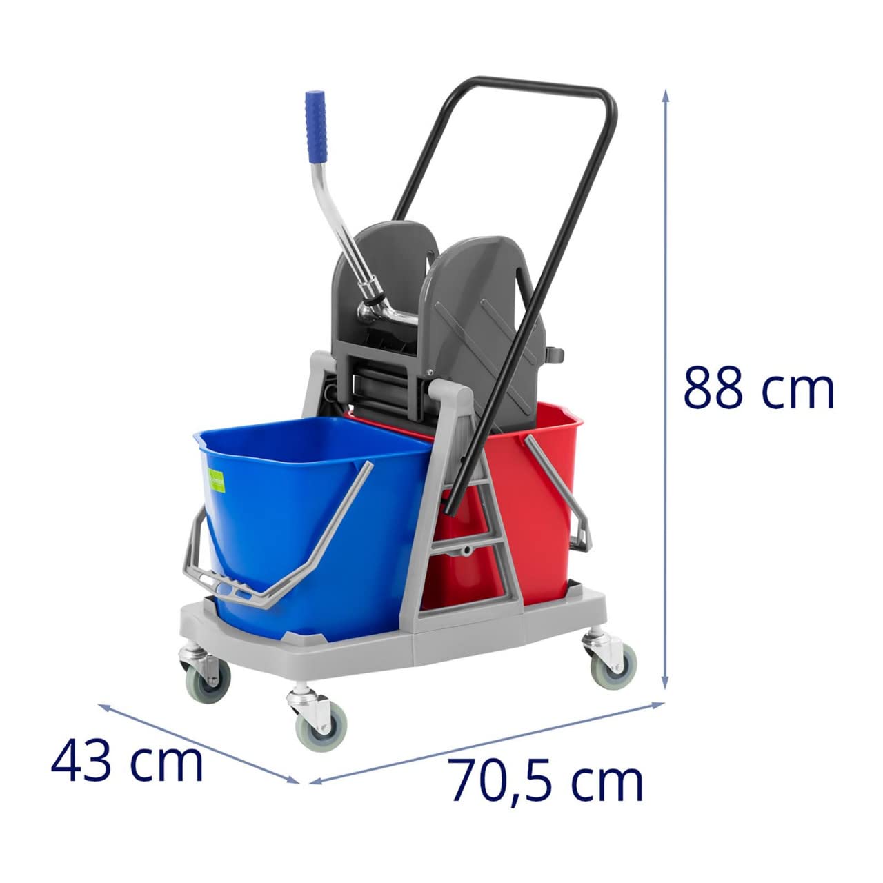 UNICLEAN TWO34 Reinigungswagen 2 Eimer 2 x 17 L Putzwagen Reinigungswagen mit Presse Putzwagen mit Presse Putzwagen professionell
