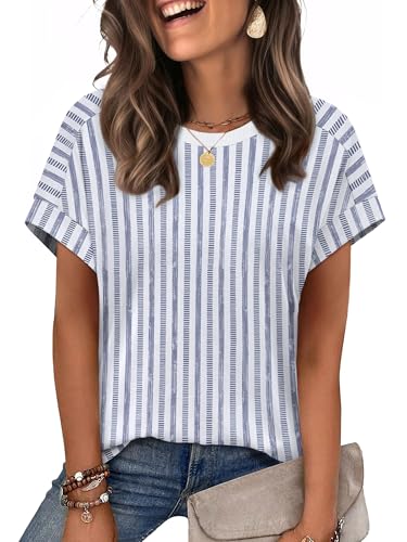 Image of WIHOLL Womens Tops Short Sleeve Shirts Summer Outfits 2026 Spring Dressy Casual Clothes Clothing