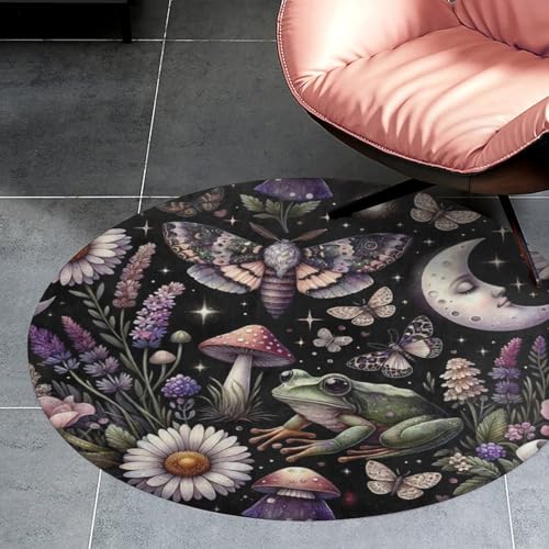 Tapis rond 90x90 cm velours corail floral doux et sécurisé - 4