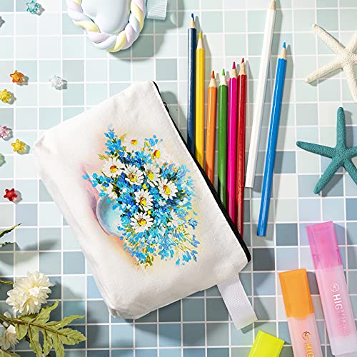 12 Pack Blank Canvas Makeup Bags Bulk DIY Craft Zipper Pencil Pouch Bag Multipurpose Cosmetic Toiletry Pouch Organizer Case for Travel Storage Sublimation, 7.5 x 5.1 x 1.8 Inch4