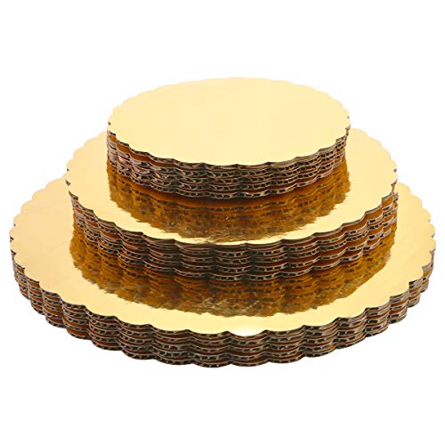 Wfplus Gold Round Cake Board - Set Of 15 Sturdy Cake Boards, 6, 8 And 10 Inch Cake Circle Base, Disposable Pizza Cardboard Circle Tart Decorating Base Stand For Cake Decoration #TOP18