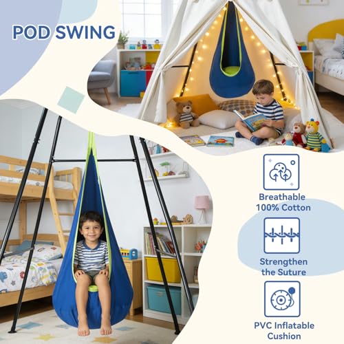 Swing Stand Frame with Sensory Pod Swings and Kids Tent,Play Tent,Heavy Duty Metal Swings Frame,Cotton Sensory Pod Swing for Kids,Large Playhouse for Toddler Indoor and Outdoor 330LBS by tianhong - Image 6
