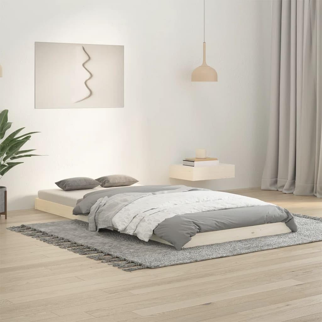 vidaXL Massivholzbett Einzelbett Bettgestell Bett Holzbett Bettrahmen Lattenrost Schlafzimmerbett Schlafzimmermöbel Weiß 90x200cm Kiefer
