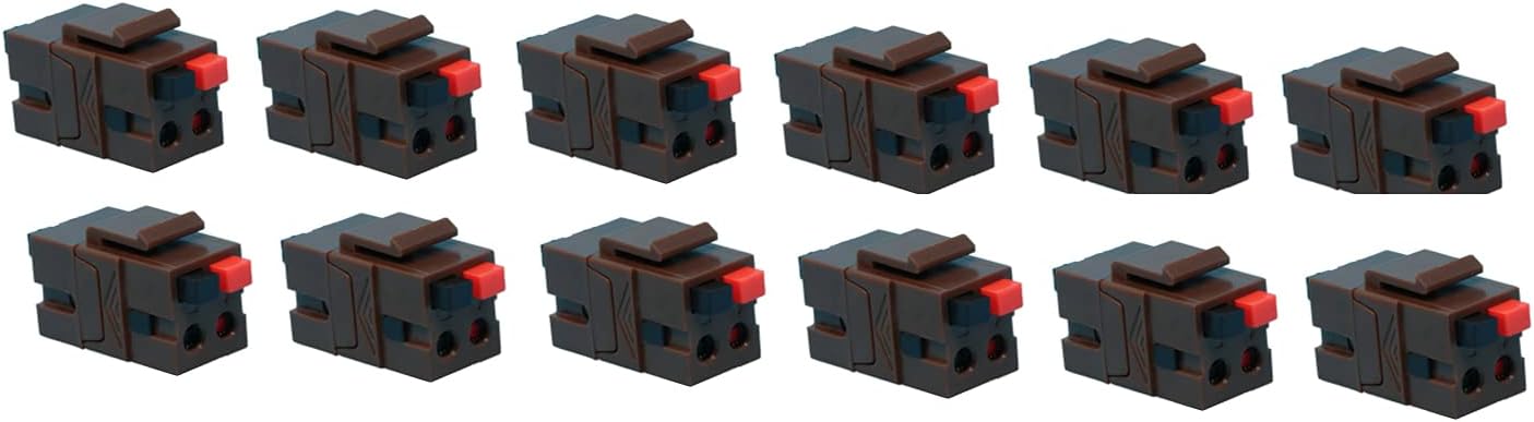 RiteAV Speaker Spring Clip Keystone Jack for Wall Plates - Female to Female - White - 12 Pack