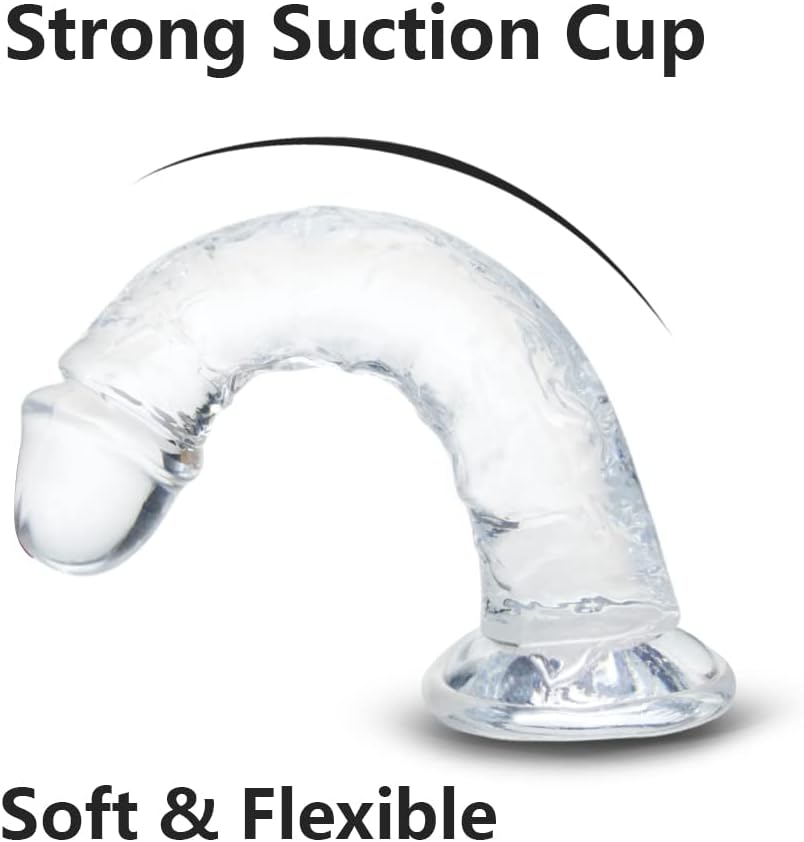 7 Inch Small Realistic Dildo, Soft Lifelike Beginner Sex Toy Thin Penis Clear with Strong Suction Cup for Womens/Men/Gay,Adult Life Like Sex Anal Cute Toys & Games