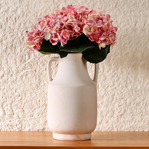 Ceramic Vase -10.6Inches White Rustic Farmhouse Vase for Home Decor, Terracotta vase, Ideal for Living Room, Bookshelf,Fireplace Mantel,Table Centerpiece (Off-White)