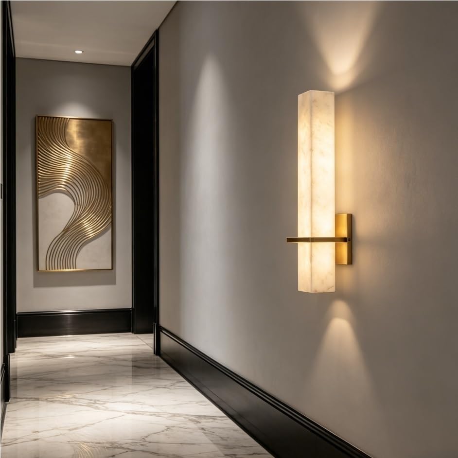 Lámpara de alabastro de interior con diseño rectangular para pasillo y balcón 4