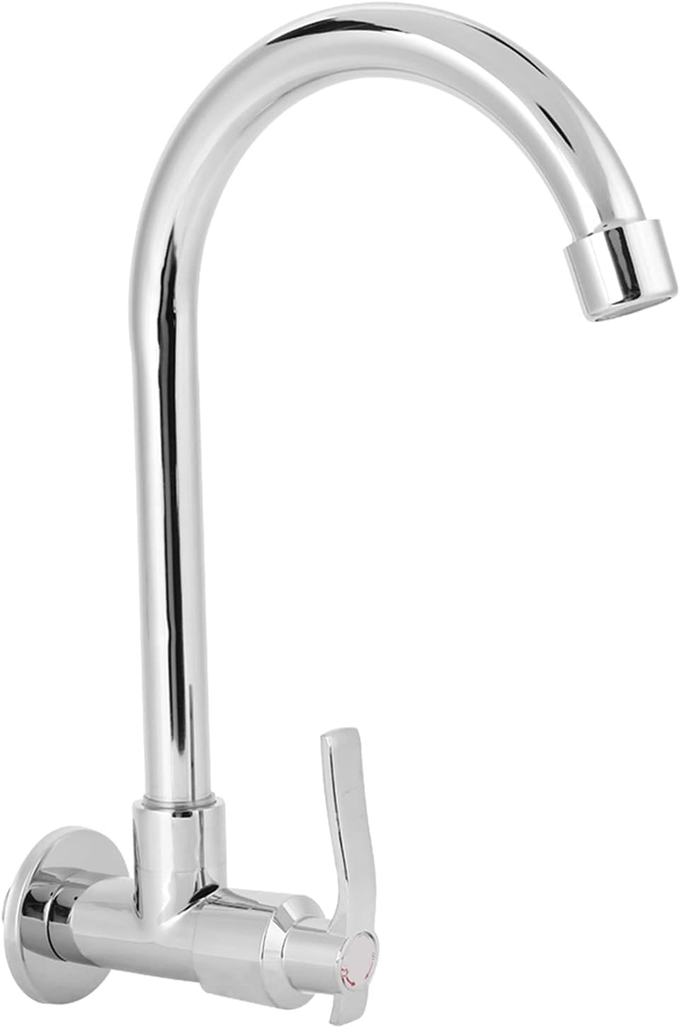 AUNMAS Kitchen Faucet, Water Sink Faucet Single-Tube Cold Wall-Mounted, 360° Rotatable G1/2inch Water Kitchen Tap Without Hose, Copper Outlet, Silver(Wall-Mount, No Basin Faucet)